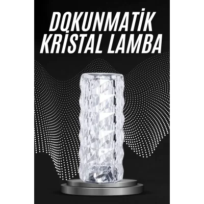  Kristal Lamba Masa Lambası Şarjlı Masa Lambası Dokunmatik Sensör Usb Şarjlı