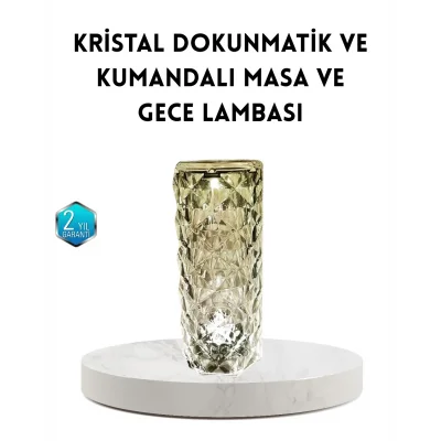 BUĞZ Kristal RGB LED Masa Lambası – Renkli Kumandalı Işık, Dekoratif ve Enerji Tasarruflu
