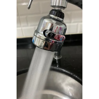 BUĞZ Krom 3 Fonksiyonlu Mutfak Lavabo Başlığı 360 Derece Döner Musluk Ucu