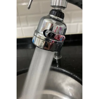 BUĞZ Krom 3 Fonksiyonlu Mutfak Lavabo Başlığı 360 Derece Döner Musluk Ucu