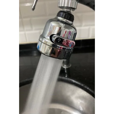 BUĞZ Krom 3 Fonksiyonlu Mutfak Lavabo Başlığı 360 Derece Döner Musluk Ucu