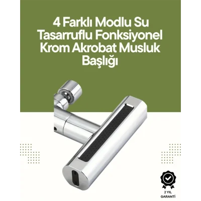 BUĞZ Krom Musluk Başlığı | 4ü 1 Arada Su Çıkışı | Kolay Montajlı