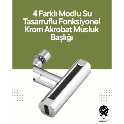  Krom Musluk Başlığı | 4ü 1 Arada Su Çıkışı | Kolay Montajlı