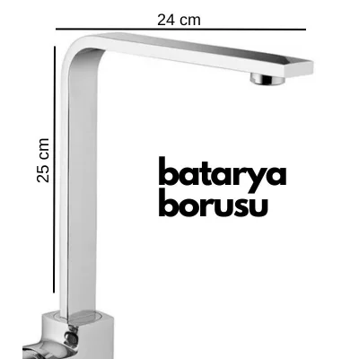 BUĞZ Krom Mutfak Evye Batarya İçin Köşeli Su Borusu Paslanmaz ve Eca Uyumlu 25x25