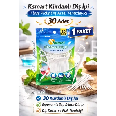 BUĞZ Ksmart Kürdanlı Diş İpi 30 Adet Floss Picks Diş Arası Temizleyici 1 Paket