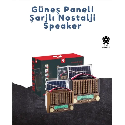 BUĞZ KTF-1428 Taşınabilir Güneş Enerjili Bluetooth Radyo Hoparlör – Şarjlı, Radyo, MP3, AUX Girişli - BUĞZ