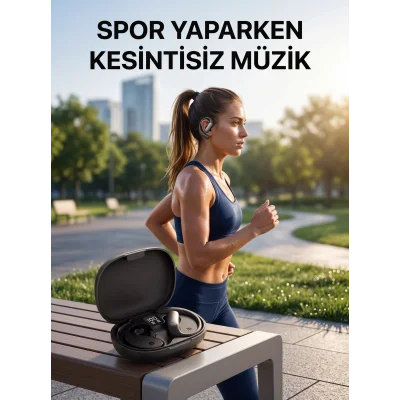 BUĞZ Kulak Kancalı  Kablosuz Kulaklık Uzun Pil Ömürlü Şarj Kutulu