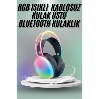 BUĞZ Kulak Üstü Kablosuz Bluetooth Kulaklık Unısex Renkli Işıklı Kulaklık - BUĞZ