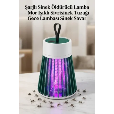BUĞZ Kullanışlı Mor Işıklı Sineksavar Lamba Şarjlı Tek Tuşlu Koruyucu Gövdeli Ürün Modeli