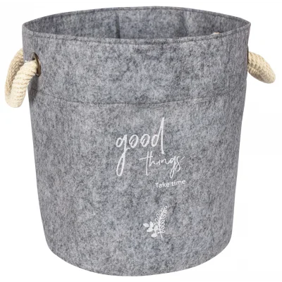 BUĞZ Kulplu Yuvarlak Düzenleyici Çok Amaçlı Kolay Taşınabilen Organizer Keçe Sepet (3lü Set) ( BUĞZ )