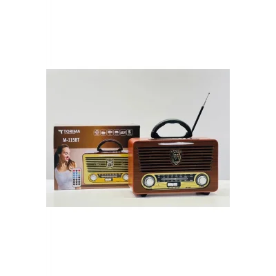 BUĞZ Kumandalı Bluetooth özellikli nostaljik radyo kahverengi 2 yıl garantili - Elektronik