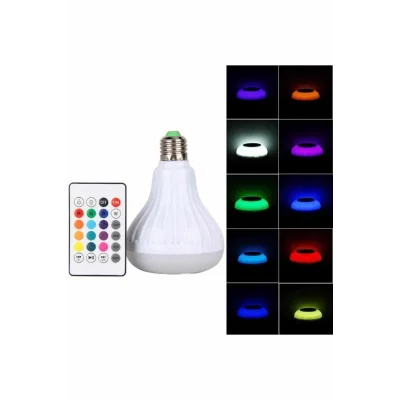 BUĞZ Kumandalı RGB Led Işık Bluetooth Hoparlör Ses Lambası Renkli Ampul - BUĞZ