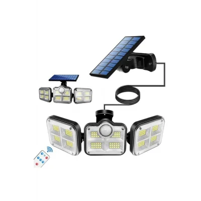 BUĞZ Kumandalı Solar Güneş Enerjili 122 Ledli Hareket Sensörlü Bahçe Aydınlatma Sokak Lambası
