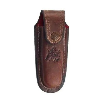 BUĞZ Kurt Figürlü Hakiki Deri Çakı Kılıfı No:1, 11 X 4 Cm - Kemerlikli