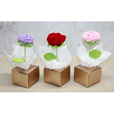 BUĞZ Kutulu Tekli El Örgüsü Gül Kutulu