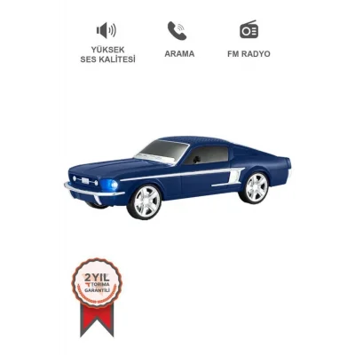 BUĞZ Lacivert araba tasarım Bluetooth özellikli USB AUX FM radyo LED ışıklı nostaljik radyo