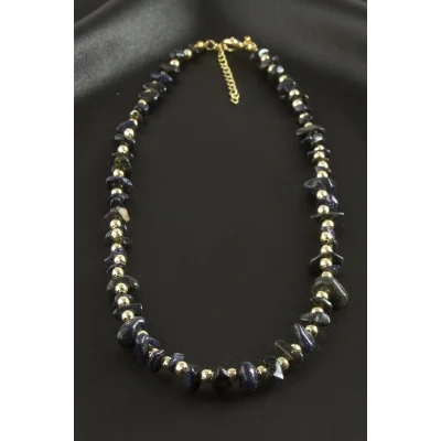 BUĞZ Lacivert Yıldız Kırık Doğaltaş Kolye