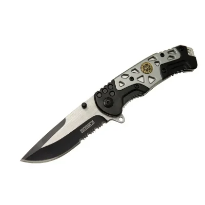  Lanmark MX10 Gri Testereli Outdoor Çakı 21 cm - Otomatik, Perçinli