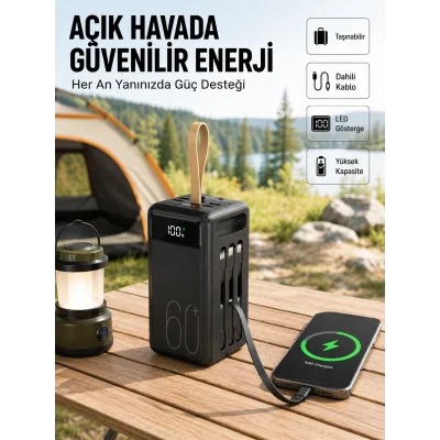 BUĞZ LED Ekranlı Çok Fonksiyonlu Taşınabilir Şarj Ünitesi Powerbank Yeni Nesil