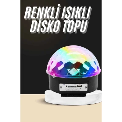  Led Işık Disko Topu Bluetooth Hoparlörlü USB Müzik Çalar Kumandalı