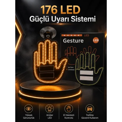 BUĞZ Led Işık El İşareti Araç Camı İçin Uzaktan Kumandalı
