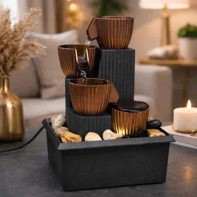 BUĞZ LED Işıklı Dekoratif Masaüstü Su Şelalesi