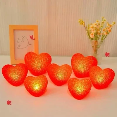 BUĞZ Led Işıklı Kırmızı Kalp Gece Lambası 12li Paket