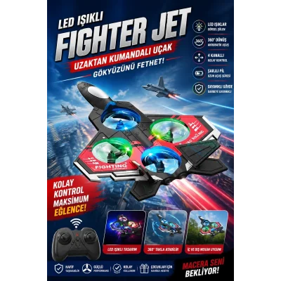 BUĞZ Led Işıklı Oyuncak Drone Fighter Jet Tasarımlı Uzaktan Kumandalı Uçak