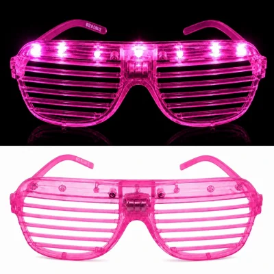 BUĞZ LED Işıklı Panjur Parti Gözlüğü Pembe Renk Shutter Gözlük
