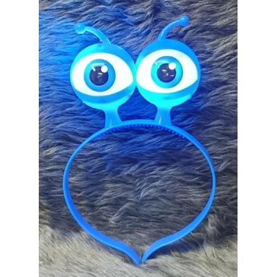 BUĞZ Led Işıklı & Pilli Uzaylı Göz Parti Tacı Mavi Renk