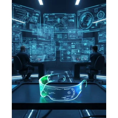 BUĞZ LED Işıklı Rave Gözlüğü 7 Renk 5 Işık Modu Futuristik Tasarım