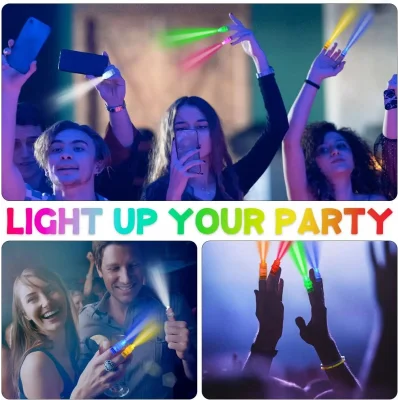 BUĞZ Led Işıklı Renkli Püsküllü Parmak Işığı 4 Renk 4 Adet