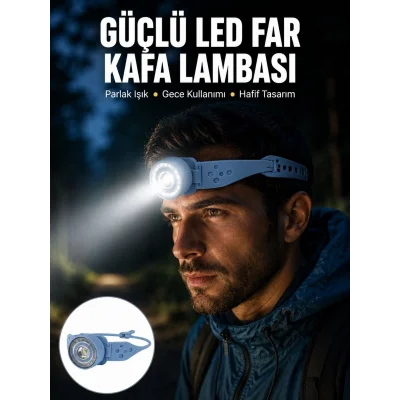 BUĞZ LED Kafa Lambası Kamp Yürüyüş ve Gece Kullanımı İçin Yeni Nesil
