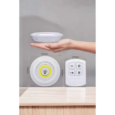 BUĞZ Led Lamba 3lü Uzaktan Kumandalı Yapışkanlı Beyaz Işık - BUĞZ