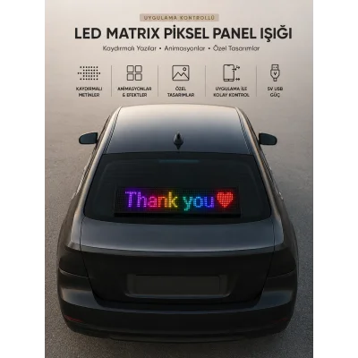 BUĞZ LED Matrix Piksel Panel Işığı USB Uygulama Kontrollü Kaydırmalı Yazı Ekranı