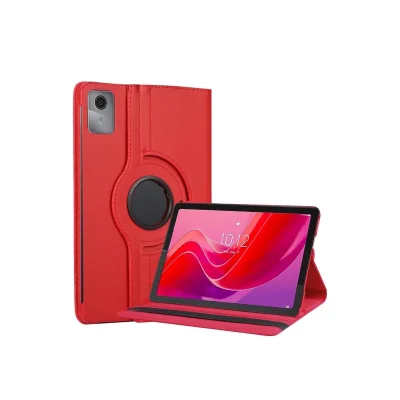 BUĞZ Lenovo Tab M11 Tb330fu 360 Tablet Deri Kılıf - Kırmızı