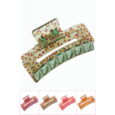 BUĞZ Leopar Desenli Dikdörtgen Mandal Toka 8 cm