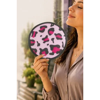 BUĞZ Leopar Desenli Kore Yelpaze 20 cm