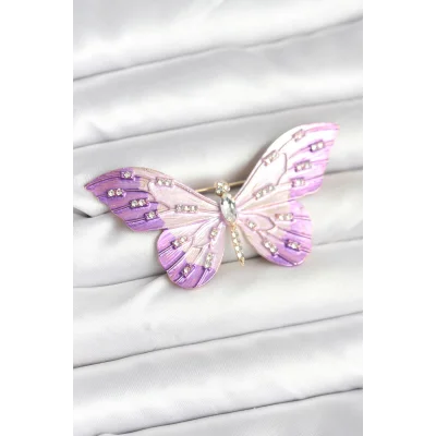 BUĞZ Lila Renk Kelebek Model Broş