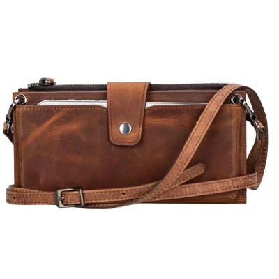 BUĞZ Lozan Strap 6.5 inch Uyumlu Deri Kartlıklı Kılıf G2 Kahve