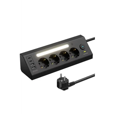 BUĞZ Lp764 Çoklu Gece Lambalı Priz Yüksek Gerilim Korumalı 4’lü Priz 2xusb 2xtype-c Çıkışlı Grup Priz Çoğaltıcı