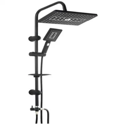  Lüks Robot Duş Seti Mat Siyah Dikdörtgen | Çok Fonksiyonlu Yağmur Robot Duş Sistemi Siyah