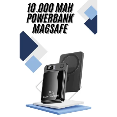  Magsafe Powerbank 10.000 mAh 22.5 Watt Hızlı Şarj Göstergeli Kablosuz Taşınabilir Şarj