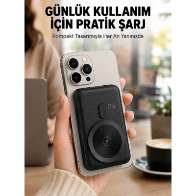 BUĞZ MagSafe Uyumlu Kablosuz Powerbank Taşınabilir Hızlı Şarj Yeni Nesil