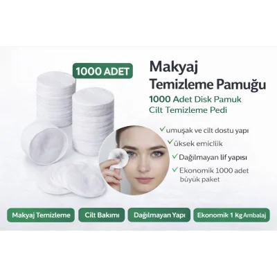 BUĞZ Makyaj Temizleme Pamuğu 1000 Adet Disk Pamuk Cilt Temizleme Pedi