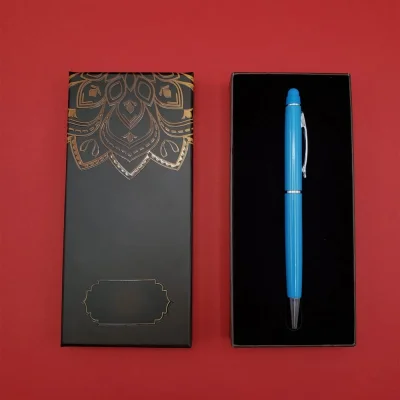  Mandala Desenli Kutulu Turkuaz Tükenmez Kalem