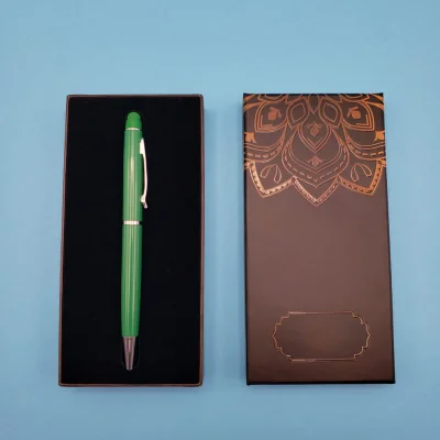 BUĞZ Mandala Desenli Kutulu Yeşil Touchpen Tükenmez Kalem