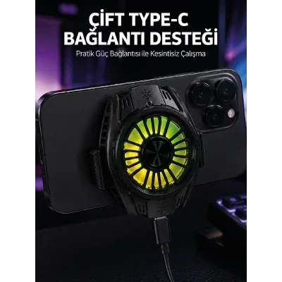 BUĞZ Manyetik Bağlantılı Çift Type-C Girişli Telefon Soğutucu