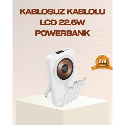 BUĞZ Manyetik Kablosuz Powerbank 22.5W Hızlı Şarj LCD Ekranlı