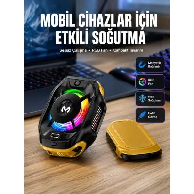 BUĞZ Manyetik Montajlı Dijital Ekranlı Telefon Soğutucu  Yeni Nesil
